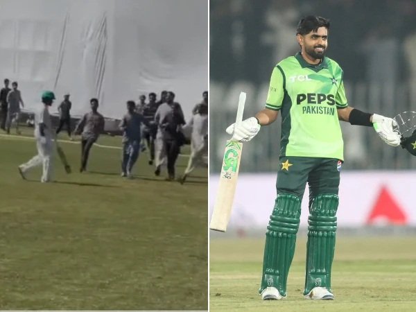 سیکیورٹی کے ناقص انتظامات، بابراعظم آؤٹ ہوتے ہی تماشائی گراونڈ میں داخل، اسٹار کو گھیر لیا