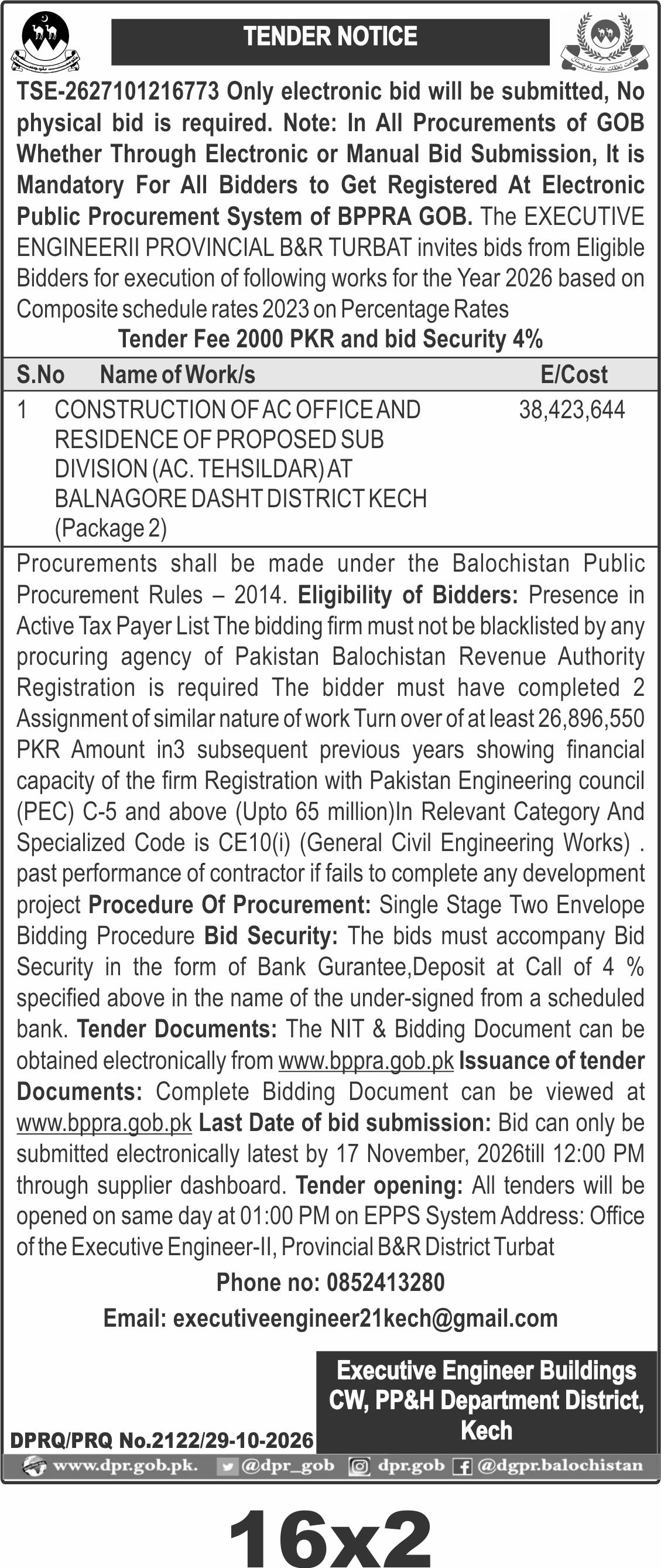 TENDER NOTICE