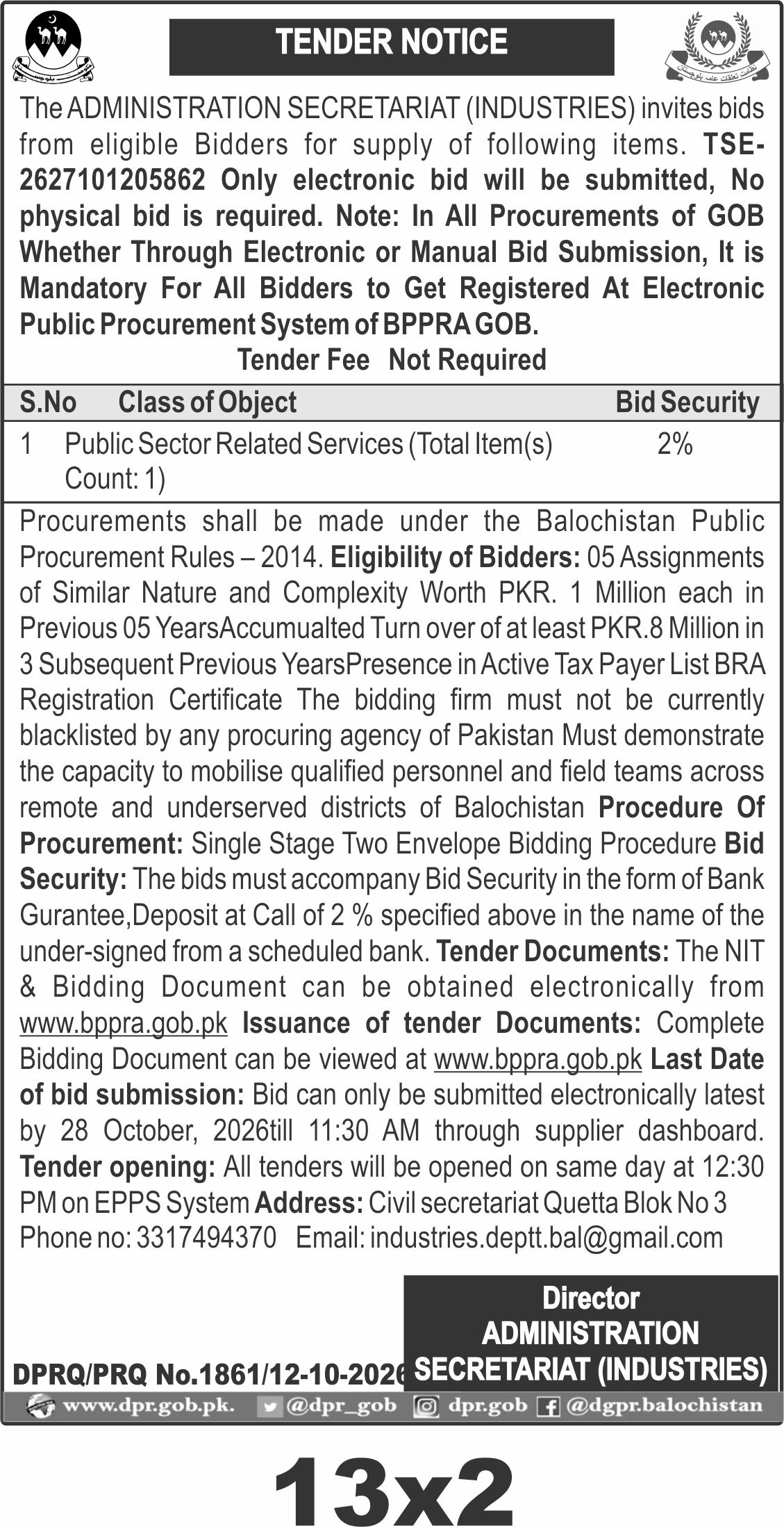 TENDER NOTICE