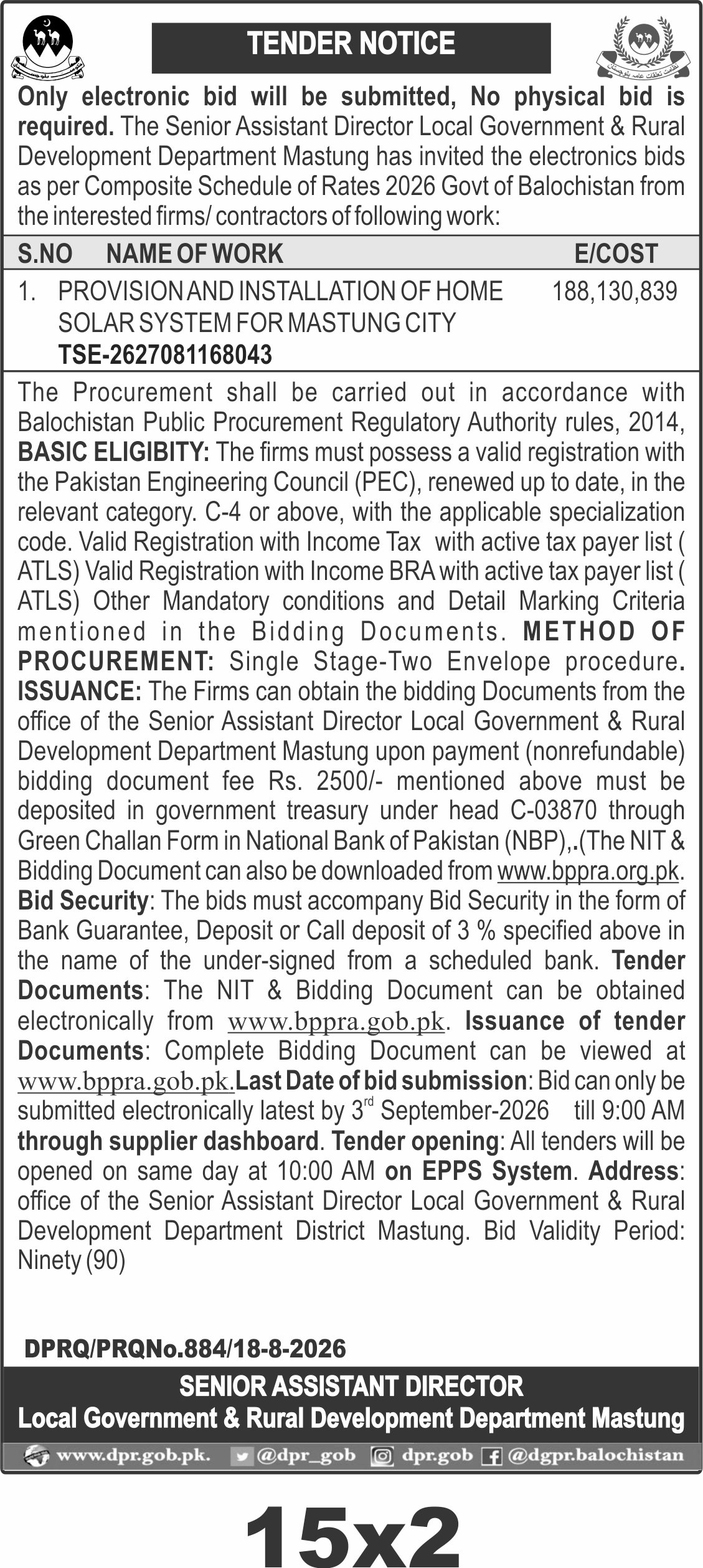 TENDER NOTICE