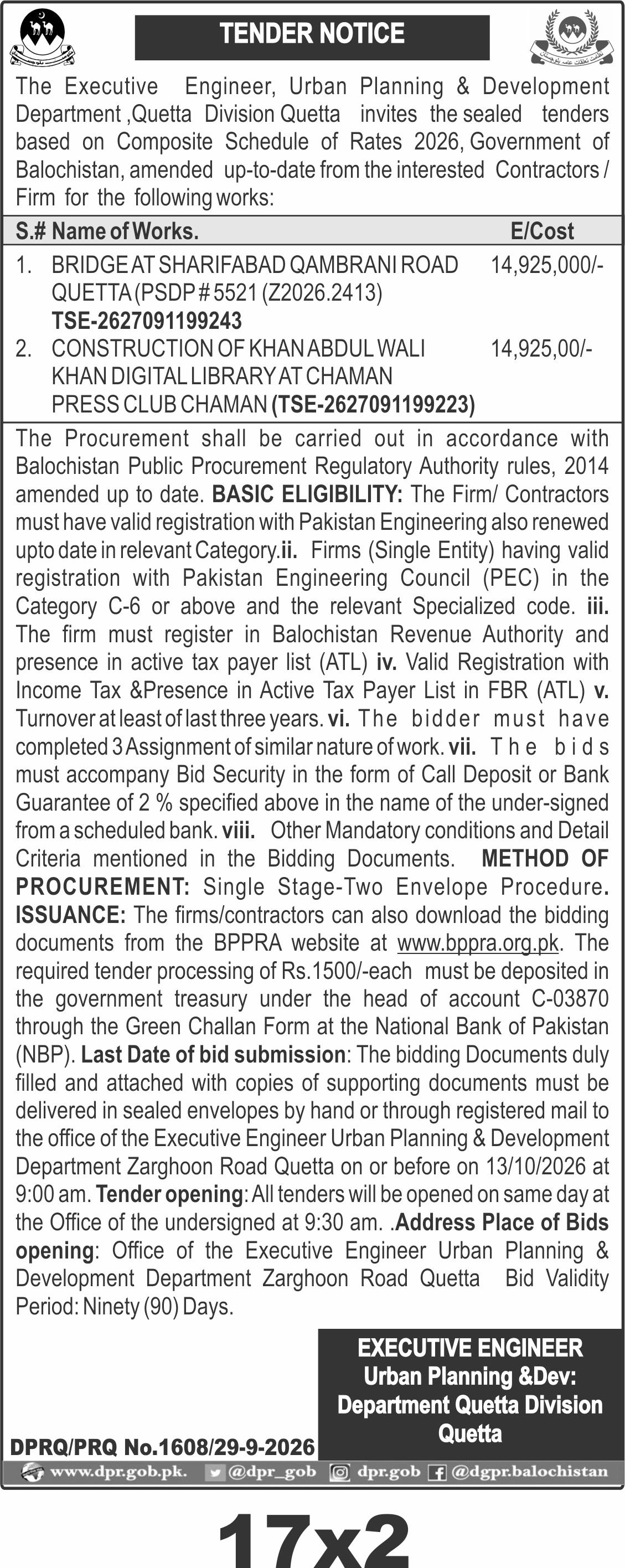 TENDER NOTICE